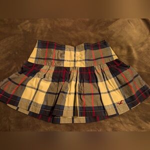 Hollister Women's Plaid Mini Skirt - Navy, White, and Red